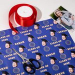 Personalised Multicolour Bachelor Cap Graduation Wrapping Paper with Name Class of 2026 with Name Grad Gift for Graduate