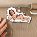 Personalisierte Drive Safe I Fucking Love You hölzerne Foto Auto Visier Clip Autozubehör Geburtstag Jahrestag Valentinstag Geschenk für Ehepaar