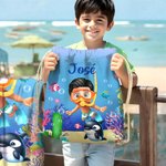Toalla de playa personalizada de secado rápido con personaje 3D animales marinos y nombre para vacaciones en la playa regalo de cumpleaños para todos