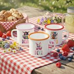 Personalized Cute Sunglasses Rabbit 12 oz Enamel Mug with Name Birthday Easter Party Gift for Kids