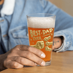 Verre à bière personnalisé Best Dad Ever Fist 16 oz avec noms Cadeau d'anniversaire de fête des pères pour homme amateur de bière