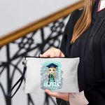 Gepersonaliseerde Bachelor Hoed Cartoon Karakter Make-up tas met naam jaar en school naam Gefeliciteerd Graduation Gift voor afgestudeerden