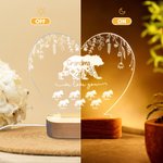 Personalisierte niedliche Mama Bär LED-Nachtlicht mit 1-12 Kind Bär Namen und hölzerne Basis Home Decor Muttertag Geburtstag Geschenk für Mama Oma