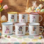 Personalized Cute Sunglasses Rabbit 12 oz Enamel Mug with Name Birthday Easter Party Gift for Kids