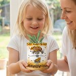 Personalised Watercolor Sunflower Leopard Print Mom-Baby Bear Ceramic Flower Pot with Names Mother's Day Birthday Gift for Mom