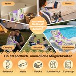 Personalisiertes Strandtuch im Retro-Stil | mit Geburtsblumen und Namen | in Übergröße erhältlich | Sommerausflug Geschenk für Familie und Freunde
