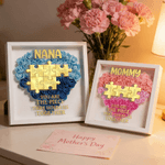Personalised 2-8 Puzzle Names Love Paper Flower Shadow Box Frame with Title Home Decor Mother's Day Gift for Women