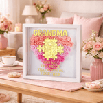 Personalised 2-8 Puzzle Names Love Paper Flower Shadow Box Frame with Title Home Decor Mother's Day Gift for Women