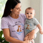 Henkilökohtainen Cartoon Animal 100% puuvillaa T-paita Baby Bodysuit nimi ensimmäinen äitienpäivä lahja uuden vauvan äidille