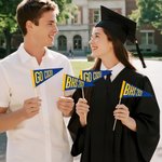 Personalised Multicoloured Mini Pennant with Text and Stick Back to School Graduation Party Game Day Gift for Students Sports Fans
