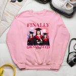 Personalized Multicolor Fireworks Finally Graduated 1-5 Photos T-shirt Sweatshirt Hoodie with Year Graduation Gift for Graduate
