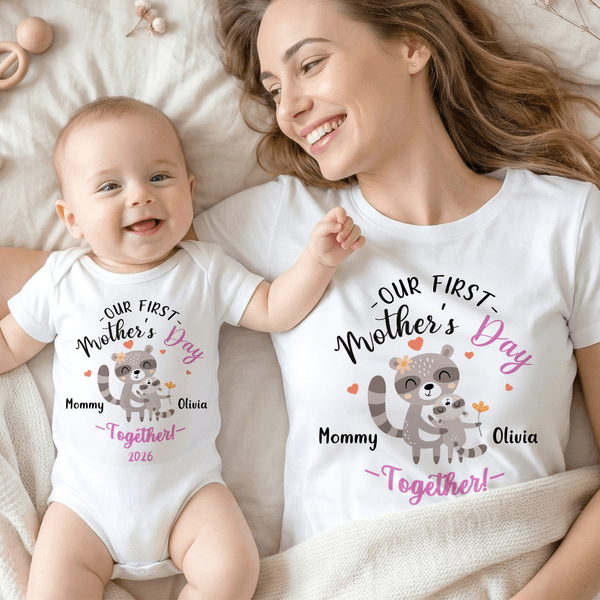 Personalized Cartoon Animal 100% Cotton T-shirt Baby Bodysuit with Name First Mother's Day Gift for New Baby Mom