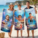 Personalisiertes Strandtuch mit eigener 3D-Taucherfigur | mit Namen | sandabweisend | schnelltrocknend | Sommer Urlaub Geschenk für Familie Freunde