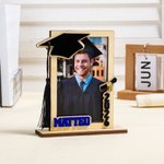 Personalized Tassel Bachelor Hat Wooden Photo Frame with Name and Base Desk Decorarion Graduation Gift for Graduates