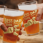 Verre à bière personnalisé Best Dad Ever Fist 16 oz avec noms Cadeau d'anniversaire de fête des pères pour homme amateur de bière