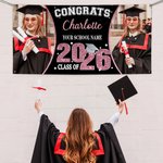 Bannière Multicolore Classe de 2026 Personnalisée avec Photo Nom et École Cadeau Graduation pour Diplômés
