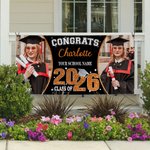Bannière Multicolore Classe de 2026 Personnalisée avec Photo Nom et École Cadeau Graduation pour Diplômés