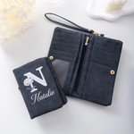 Personalisierte Geldbörse im irisierenden Design | mit Namen Geburtsblume Initiale | PU-Leder-Portemonnaie | Geburtstag Muttertag Geschenk für Frauen