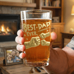 Verre à bière personnalisé Best Dad Ever Fist 16 oz avec noms Cadeau d'anniversaire de fête des pères pour homme amateur de bière
