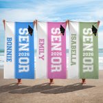 Personalized Multicolor Oversized Quick Dry Graduation Senior 2026 Name Beach Towel Travel Essential Birthday Gift for Family Friend