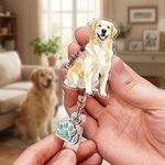 Personalisierte Aquarell 1-3 Haustier Fotos Einziehbare ID-Karte Badge Reel mit Namen und Glitter Paw Charm Geburtstagsgeschenk für medizinisches Personal Pet Lover