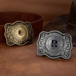 Personalised Western Retro Heavy Metal Style Belt Buckle with Text  Anniversary Father's Day Birthday Wedding Gift for Bridegroom Dad Man