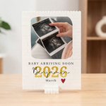 Personligt babyultraljudfoto ABS Brick Puzzle med namnår och stativ Födelsedag Jubileum Mors dag Fars dag Present till ny mamma pappa