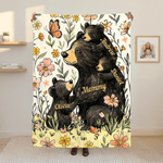 Personalizzato fiore carino mamma orso e 1-5 orsacchiotti morbido lancio coperta con nomi Camera Decor regalo per la festa della mamma