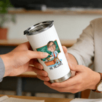 Personalized Multicolor Cartoon Teacher Character Photo 20 oz Tumbler with Name Teacher's Day Thanksgiving Day Birthday Gift for Male Teacher