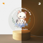 Veilleuse personnalisée en acrylique avec nom et socle en bois pour la première fête des mères Cadeau d'anniversaire pour la nouvelle maman
