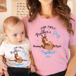 Henkilökohtainen Cartoon Animal 100% puuvillaa T-paita Baby Bodysuit nimi ensimmäinen äitienpäivä lahja uuden vauvan äidille