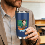 Personalized Multicolor Cartoon Teacher Character Photo 20 oz Tumbler with Name Teacher's Day Thanksgiving Day Birthday Gift for Male Teacher