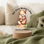 Personalized First Mother’s Day Animal Acrylic Night Light with Name and Wooden Base Room Decoration Birthday Mother's Day Gift for New Mom
