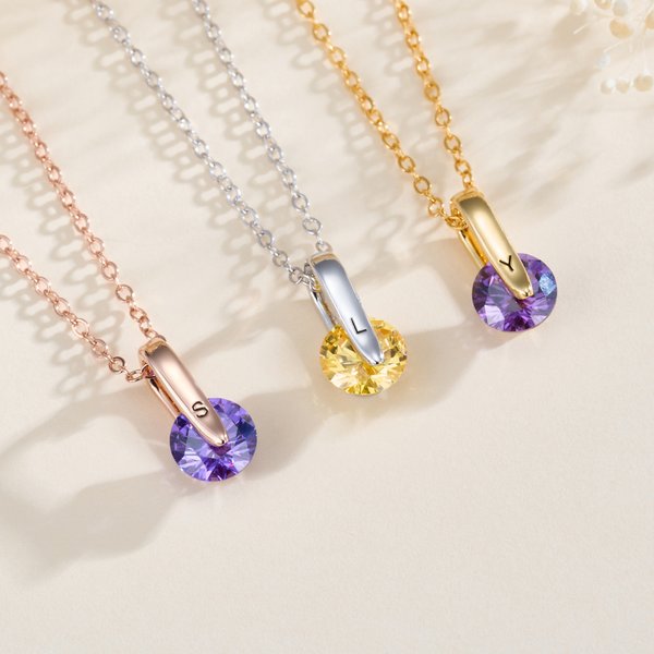 Gepersonaliseerde 1-5 Geboortestenen Roterende Ketting met Initiaal Sieraad Verjaardag Verjaardag Moederdag Cadeau voor Moeder Vriendin