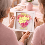Personalised 2-8 Puzzle Names Love Paper Flower Shadow Box Frame with Title Home Decor Mother's Day Gift for Women
