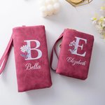 Personalisierte Geldbörse im irisierenden Design | mit Namen Geburtsblume Initiale | PU-Leder-Portemonnaie | Geburtstag Muttertag Geschenk für Frauen