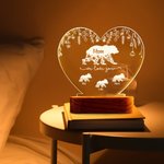 Personalisierte niedliche Mama Bär LED-Nachtlicht mit 1-12 Kind Bär Namen und hölzerne Basis Home Decor Muttertag Geburtstag Geschenk für Mama Oma