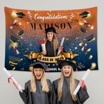 Tapisserie de Fond Personnalisée avec Nom et l'École Classe 2026 Cadeau Grauation Fin d'Études pour Camarades