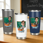 Personalized Multicolor Cartoon Teacher Character Photo 20 oz Tumbler with Name Teacher's Day Thanksgiving Day Birthday Gift for Male Teacher