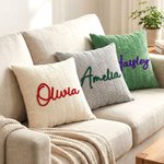 Personalizzato multicolore linea ricamo nome morbido cuscino copertina casa decorazione uso quotidiano regalo di compleanno per i bambini famiglia amici