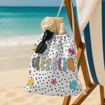 Personalisierte bunte Leopard Plaid Design Drawstring Tasche mit Namen Outdoor-Aktivitäten Strand Party Geburtstag Geschenk für Frauen Besties Familie