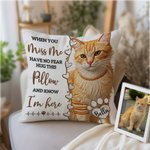 Personalised Imitation Embroidered Pet Photo Heart Paw Print Soft Cushion Cover with Name Meaningful Birthday Gift for Cat Dog Pet Owner