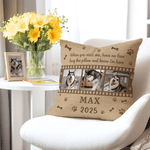 Personalized 3 Pet Photos Paw Bone Heart Print Soft Throw Pillow Cover with Name and Year Home Decoration Memorial Gift for Pet Loss