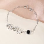 Personalised Photo Projection Design Adjustable Chain Bracelet with Name Dainty Jewellery Mother's Day Memorial Day Gift for Mom Grandma