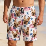 Personlig 1-5 Ansiktsfoto Amerikansk Flagga Snabbtorkande Badbyxor Strandshorts med Meshfoder Independence Day Strandfest Present för Män