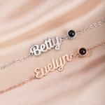 Personalised Photo Projection Design Adjustable Chain Bracelet with Name Dainty Jewellery Mother's Day Memorial Day Gift for Mom Grandma