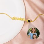 Personalised Photo Projection Design Adjustable Chain Bracelet with Name Dainty Jewellery Mother's Day Memorial Day Gift for Mom Grandma