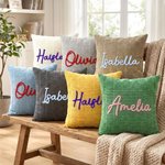 Personalizzato multicolore linea ricamo nome morbido cuscino copertina casa decorazione uso quotidiano regalo di compleanno per i bambini famiglia amici