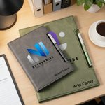Cahier de notes en cuir PU personnalisé avec logo nom et slogan - Contient un stylo - Cadeau d'anniversaire pour les entreprises et les collègues