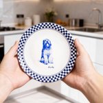 Personalised Hand-Drawn Style Pet Portrait Ceramic Plate with Name and Stand Home Decor Daily Use Sympathy Memorial Gift for Pet Owner